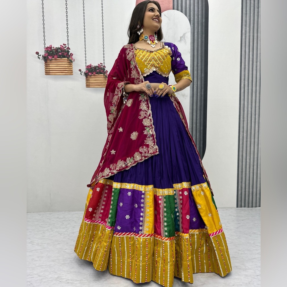 Women's Multicolor Party Lehenga with Embroidered Dupatta